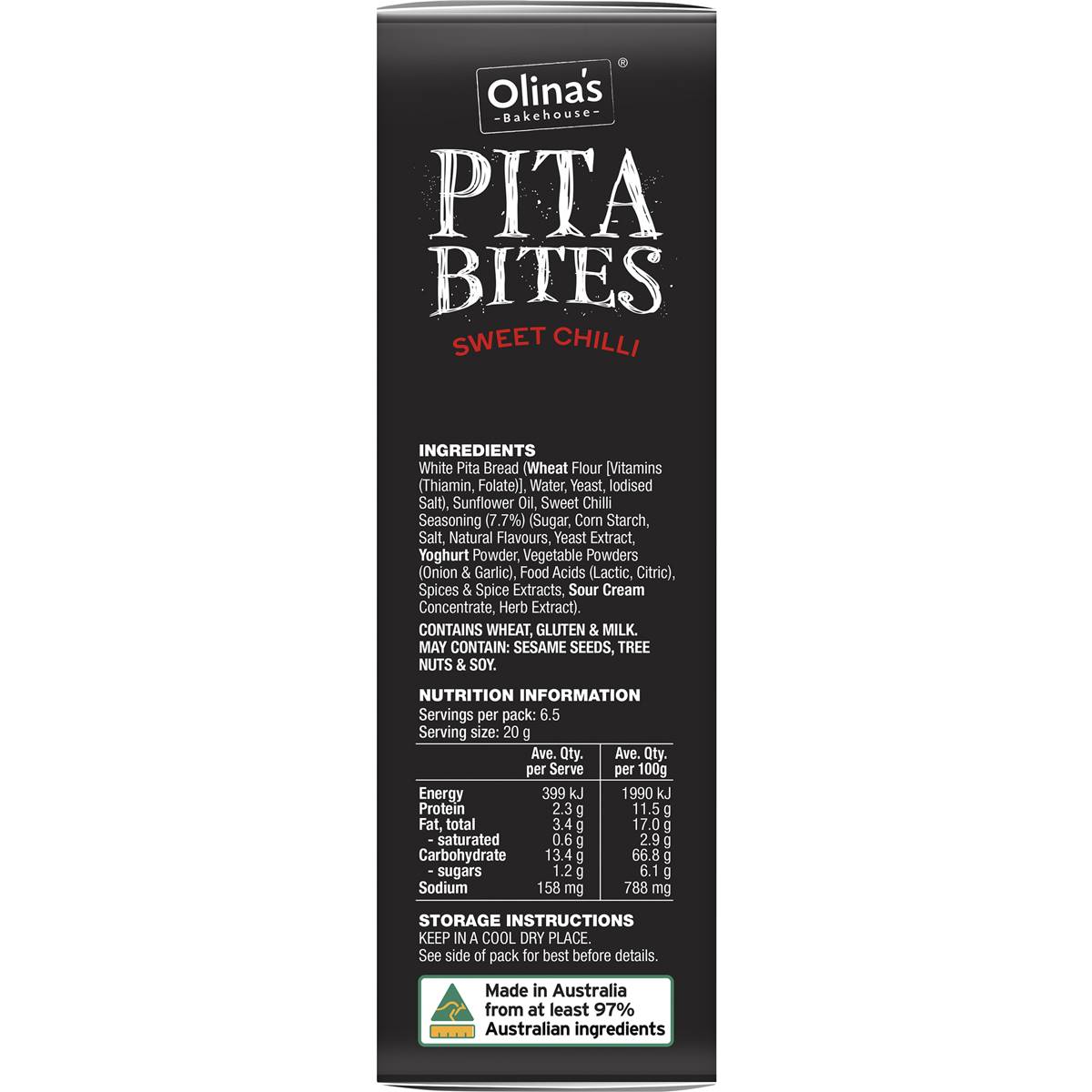 Olina's Bakehouse Pita Bites Sweet Chilli 130g Woolworths