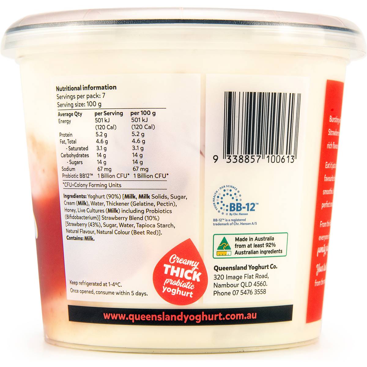 Queensland Yoghurt Co Strawberry Yoghurt Tub 700g | Woolworths