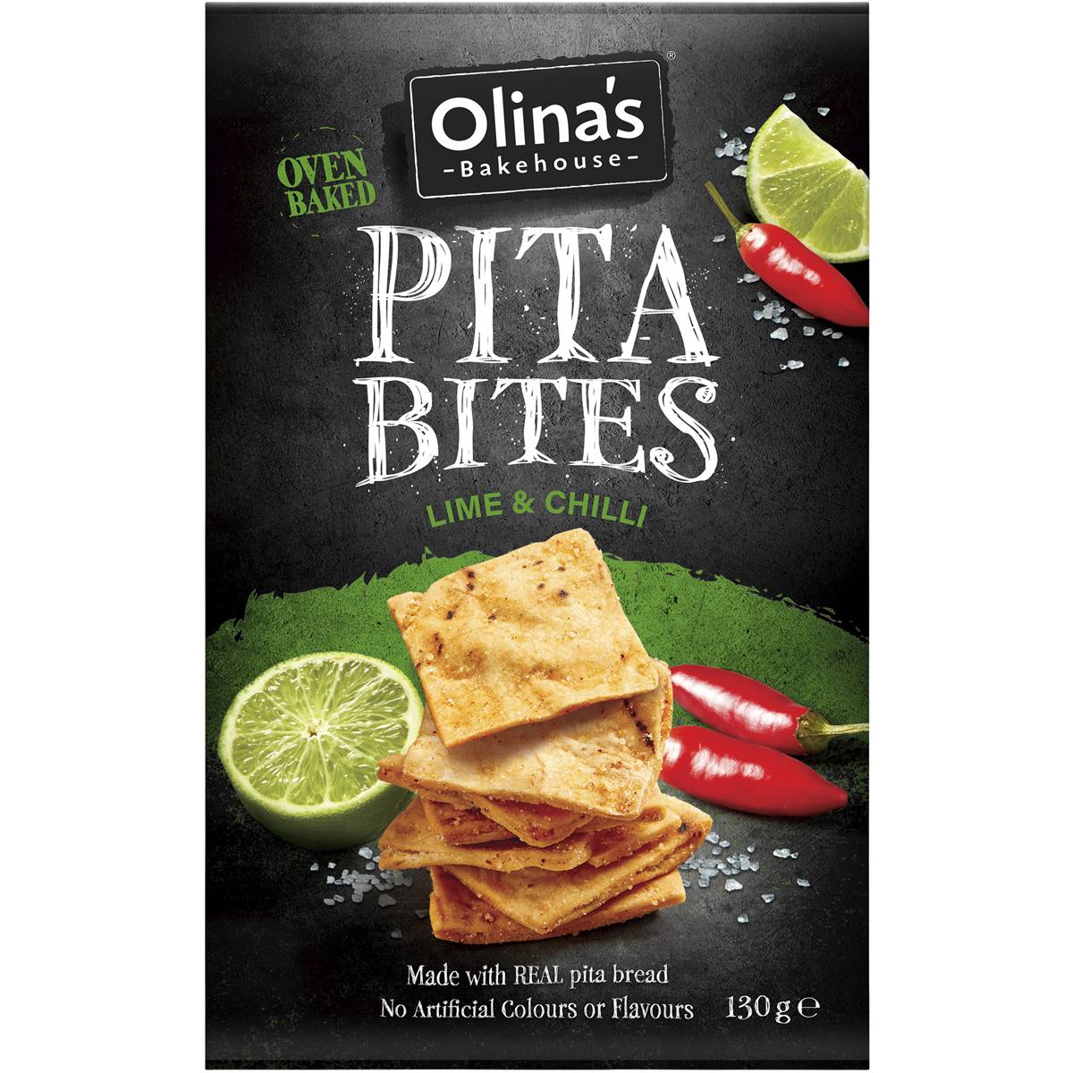 Olina's Pita Bites Lime & Chilli 130g Woolworths