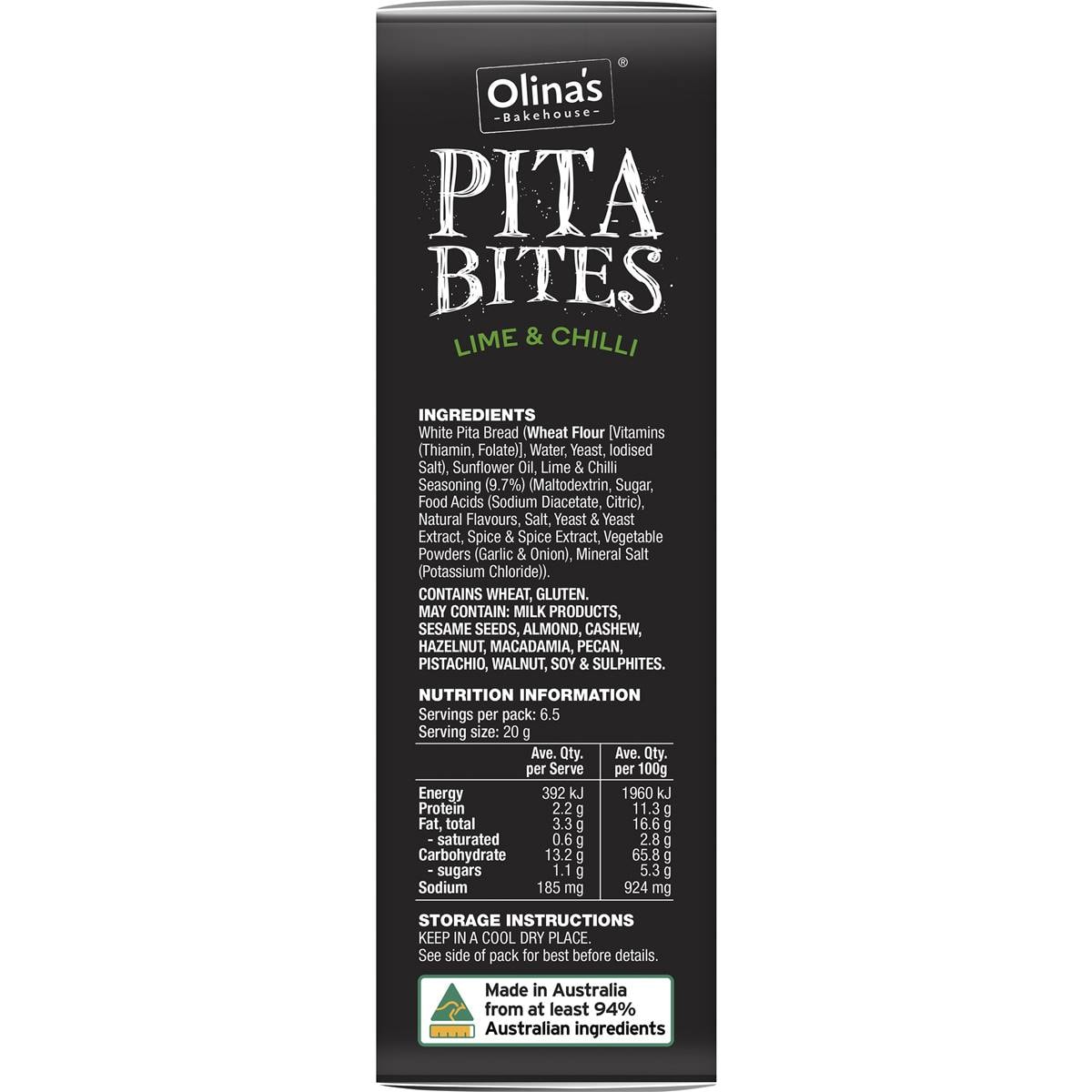Olina's Pita Bites Lime & Chilli 130g Woolworths
