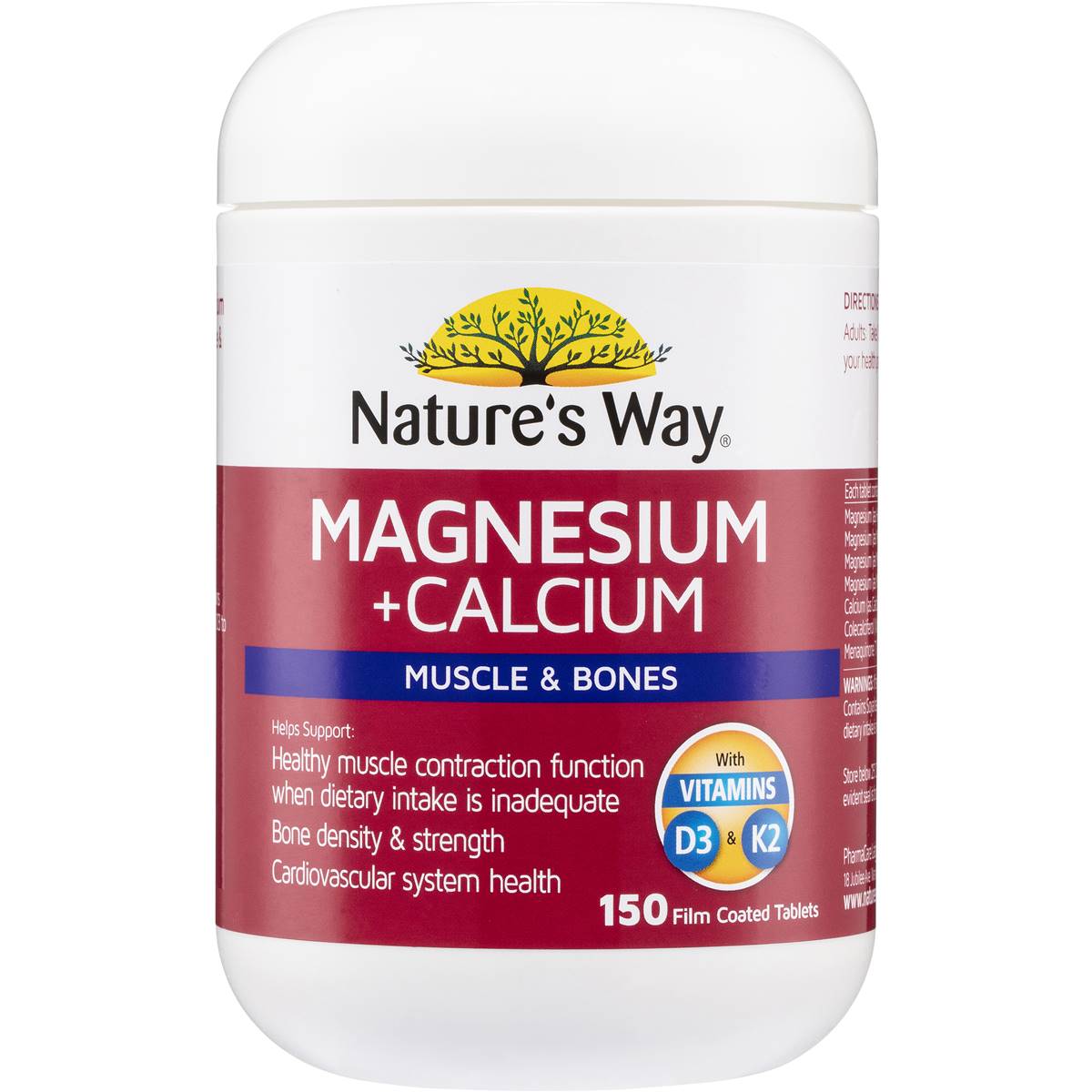 Nature's Way Magnesium + Calcium Muscle & Bones 150 Pack Woolworths