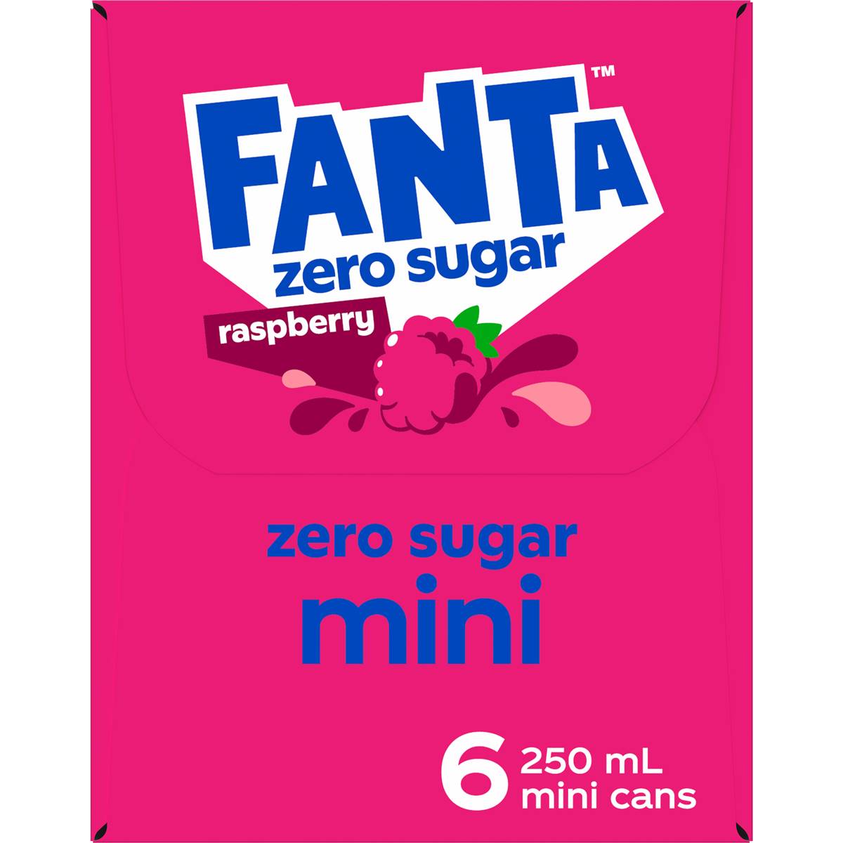 Fanta Raspberry Zero Sugar Soft Drink Mini Cans 250ml X 6 Pack Woolworths