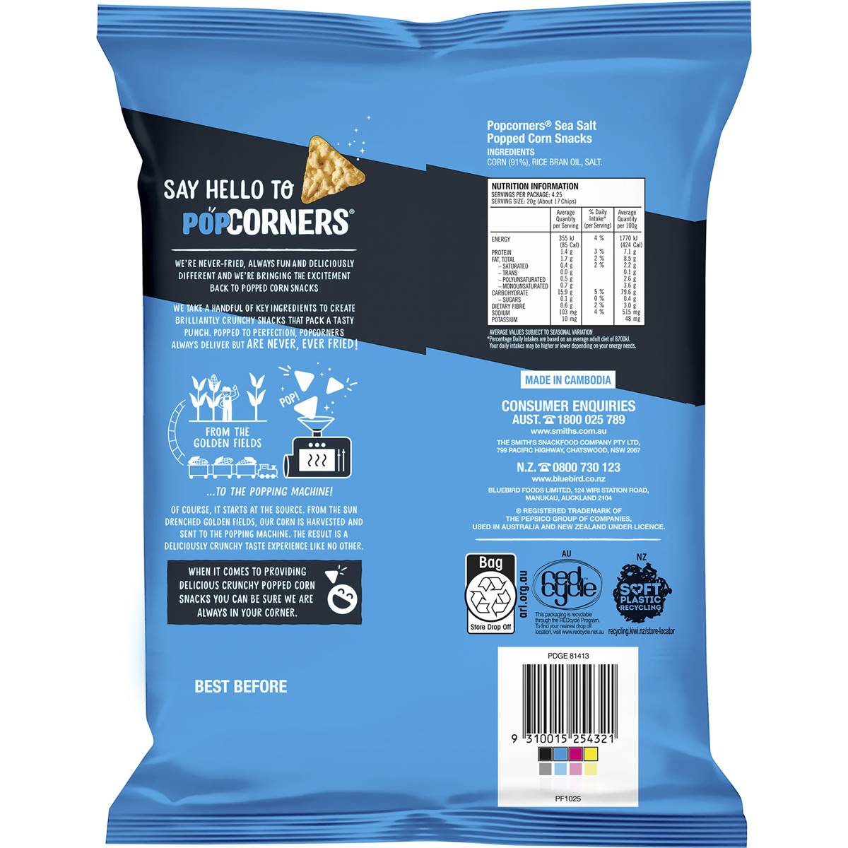 Popcorners Sea Salt Popped Corn Snacks 85g Woolworths