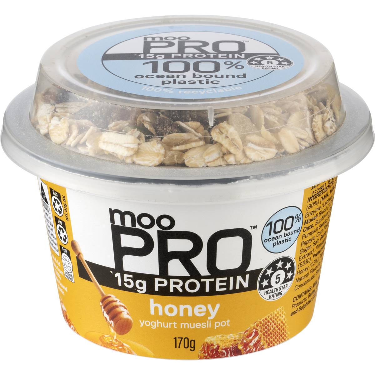 Moo Greek Style Yoghurt & Granola Honey 170g Woolworths
