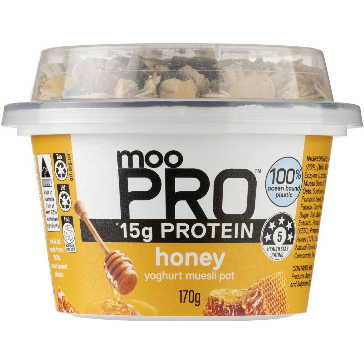 Moo Greek Style Yoghurt & Granola Honey 170g Woolworths
