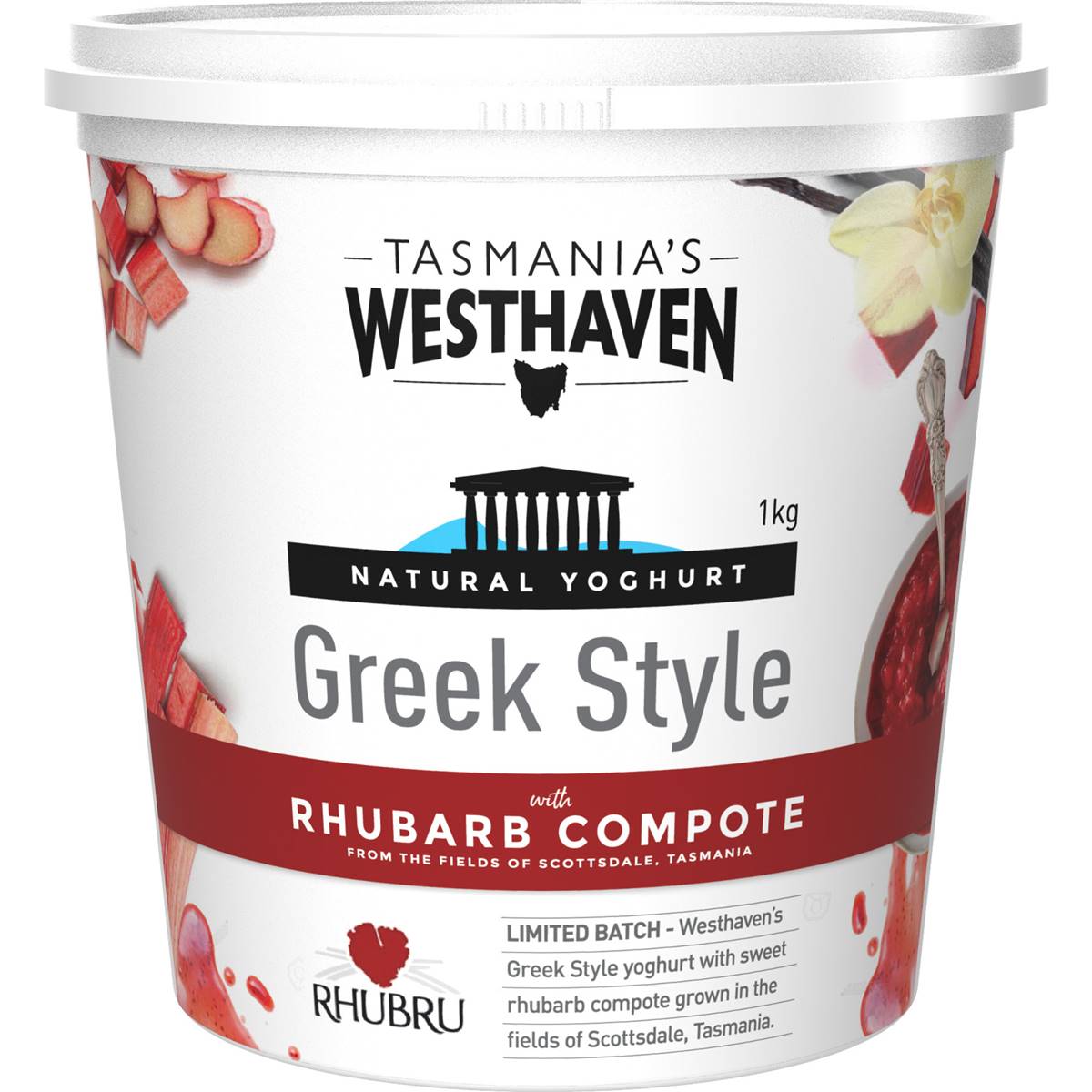 Westhaven Natural Yoghurt With Rhubarb Compote 1kg Woolworths
