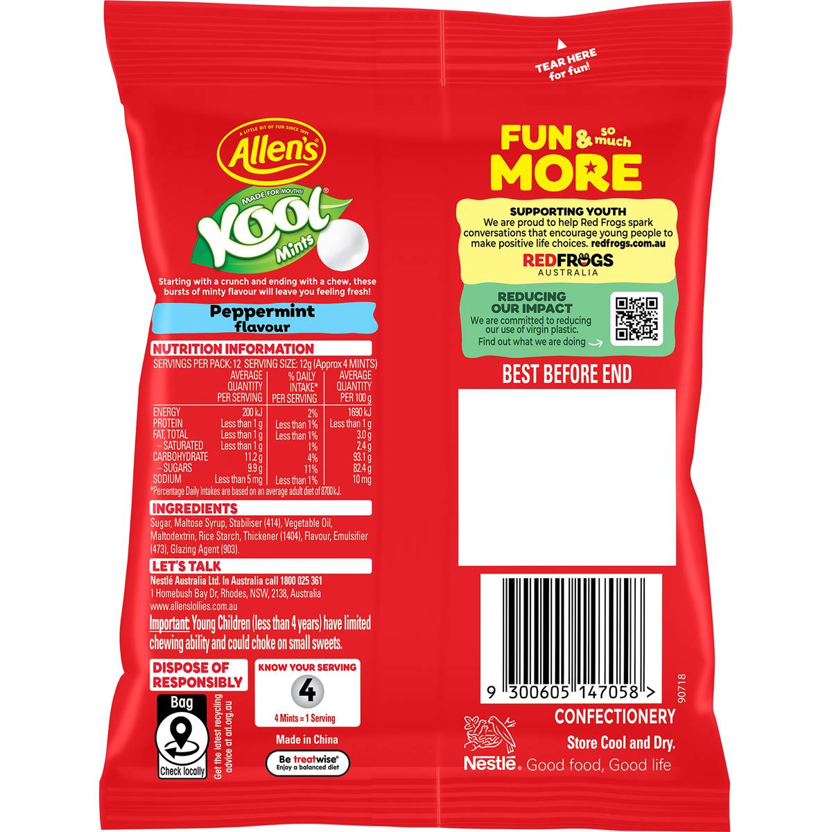Allen's Kool Mints Lollies Bag 140g Woolworths
