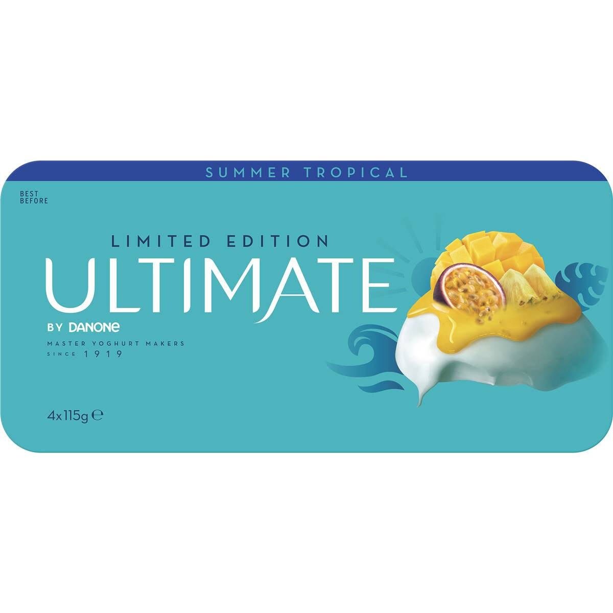 Ultimate Danone Double Cream Yoghurt Summer Tropical 115g X 4 Pack