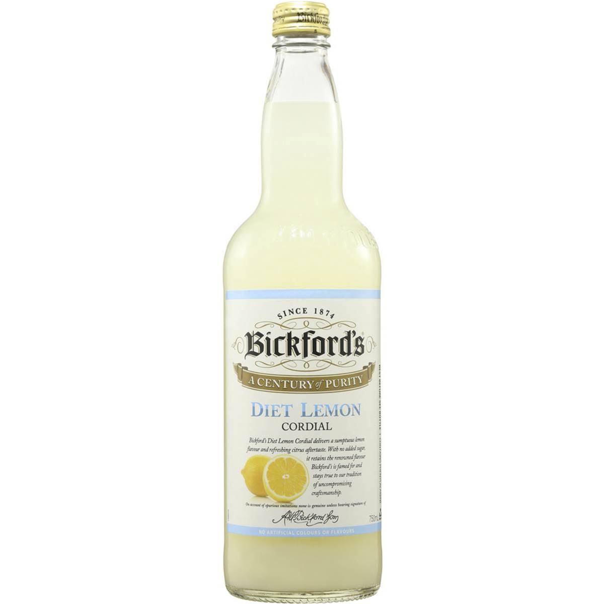 Bickfords Diet Lemon Cordial 750ml Woolworths