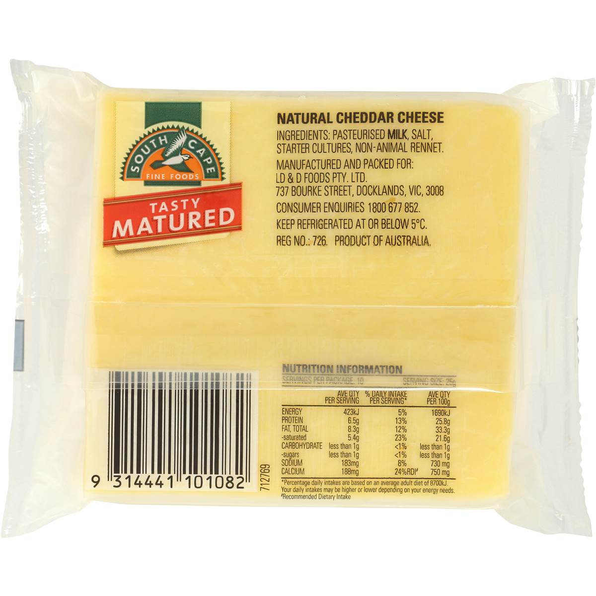 South Cape Vintage Matured Cheddar Cheese 250g | Woolworths