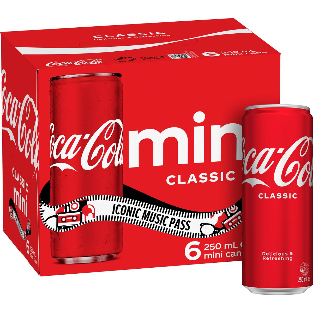 Coca - Cola Classic Soft Drink Mini Cans 250ml X 6 Pack | Woolworths