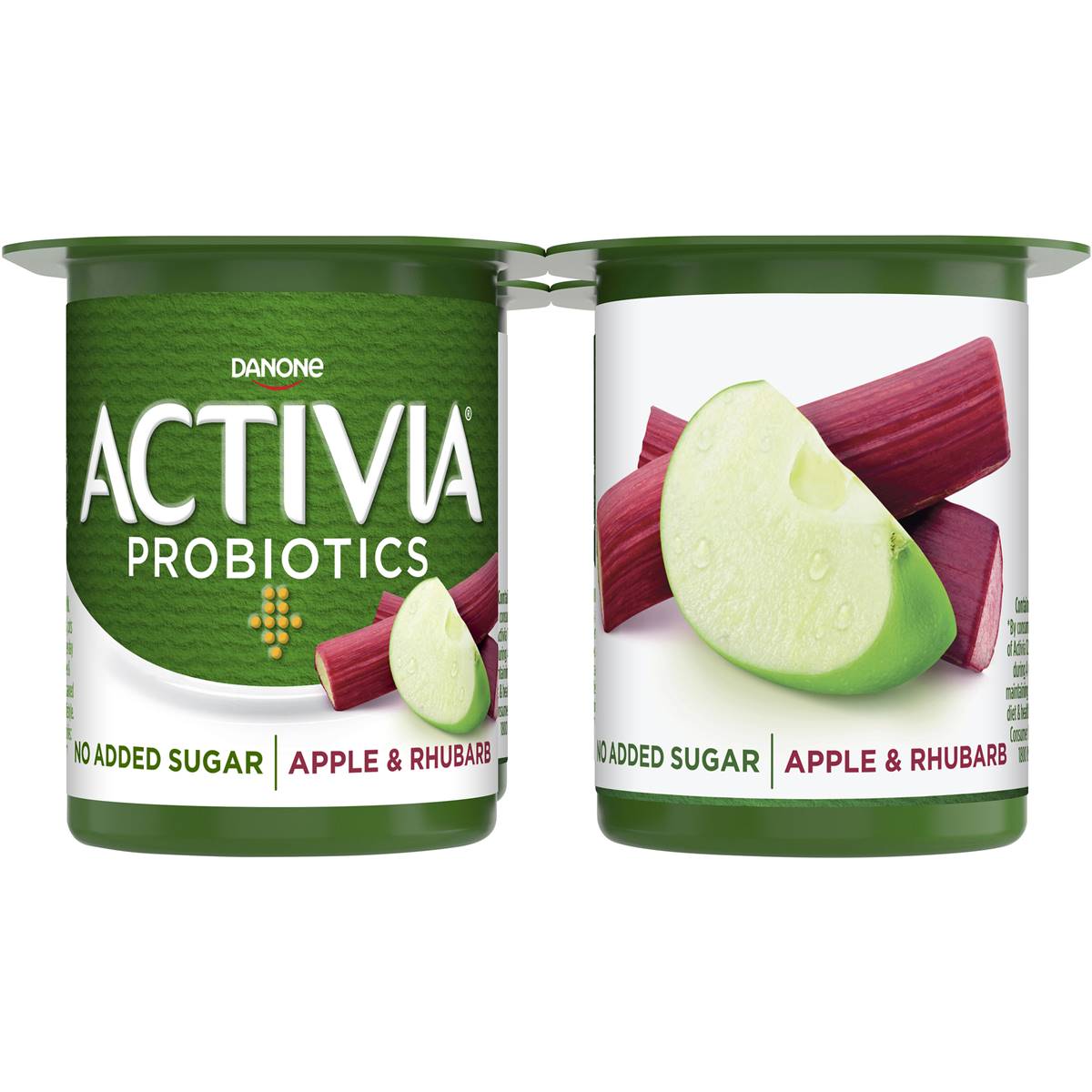 Activia Danone Probiotic Yoghurt No Added Sugar Apple & Rhubarb 125g X