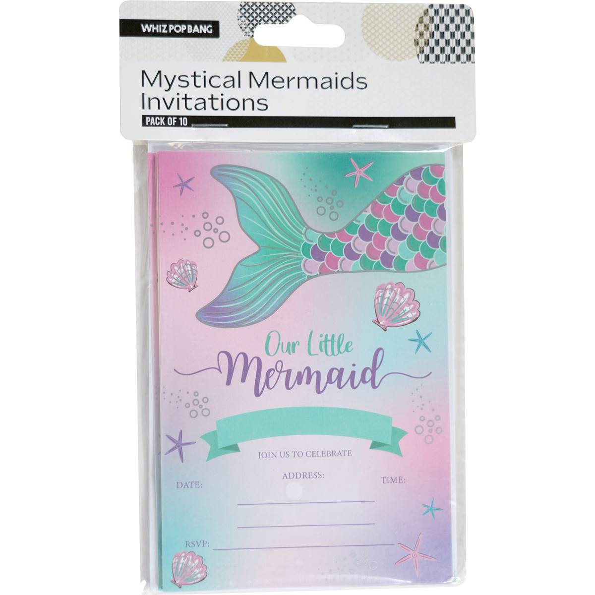 Whiz Pop Bang Mystical Mermaids Invitations 10 Pack | Woolworths