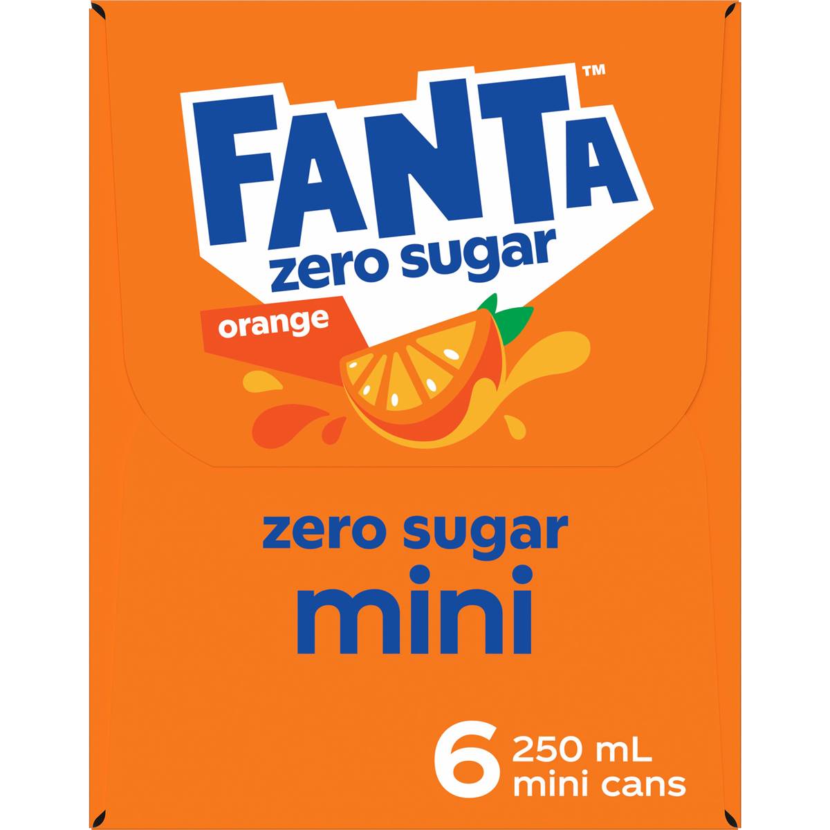 Fanta Orange Zero Sugar Soft Drink Mini Cans 250ml X 6 Pack | Woolworths