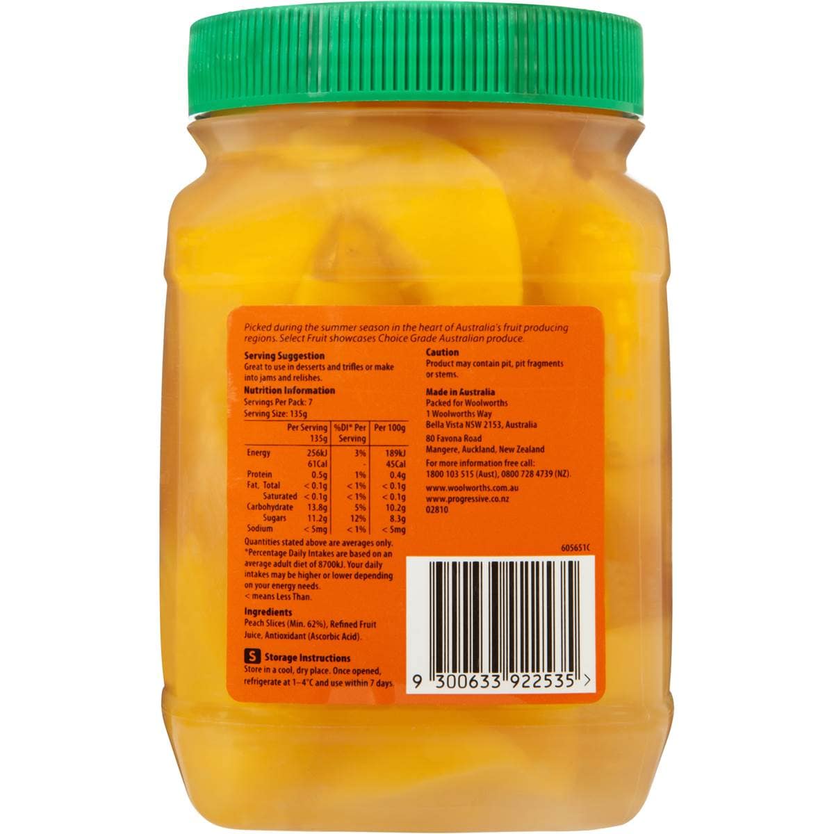 Woolworths Select Peach Sliced In Natural Juice 1kg Woolworths