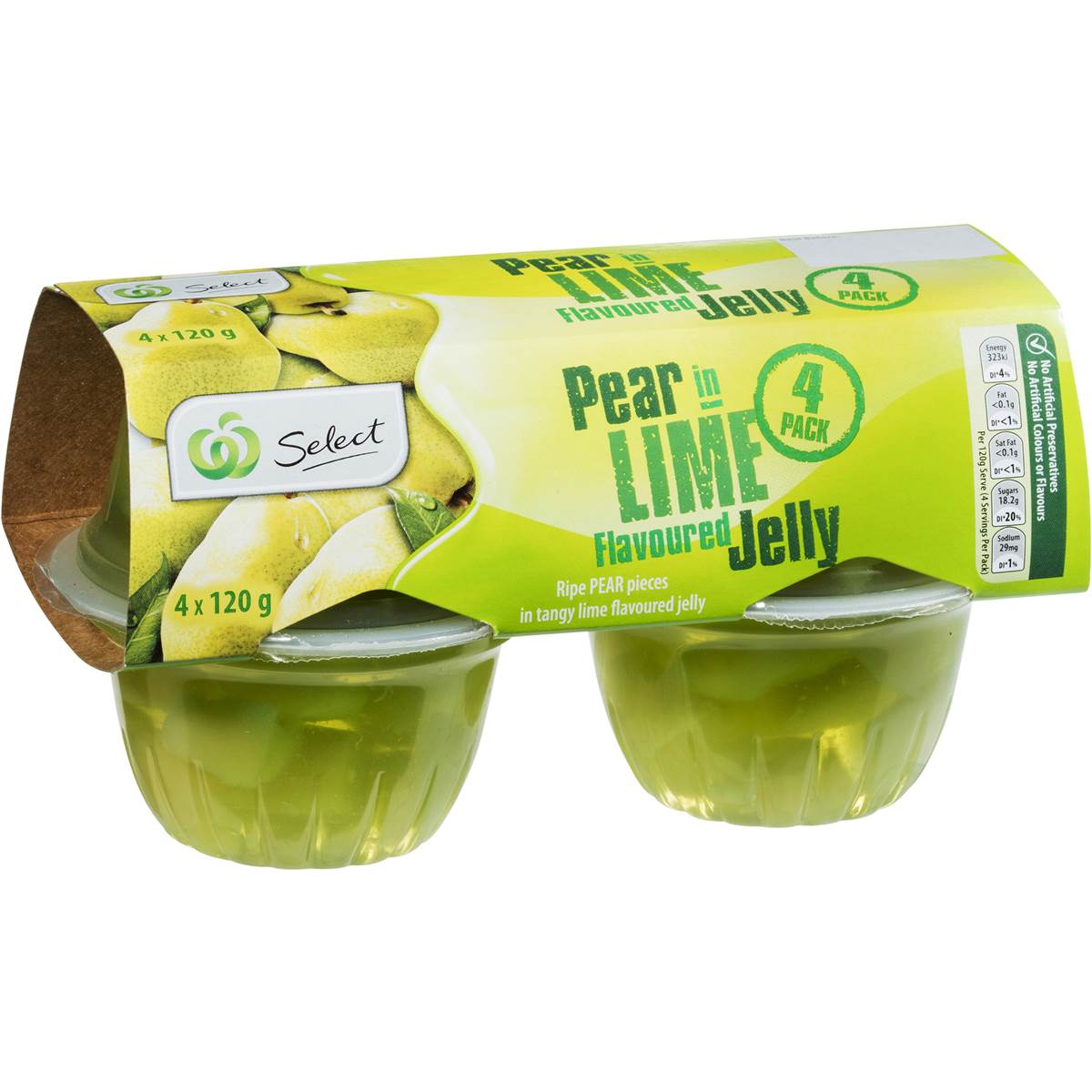 Woolworths Select Pear In Lime Flavoured Jelly 4x120g Woolworths