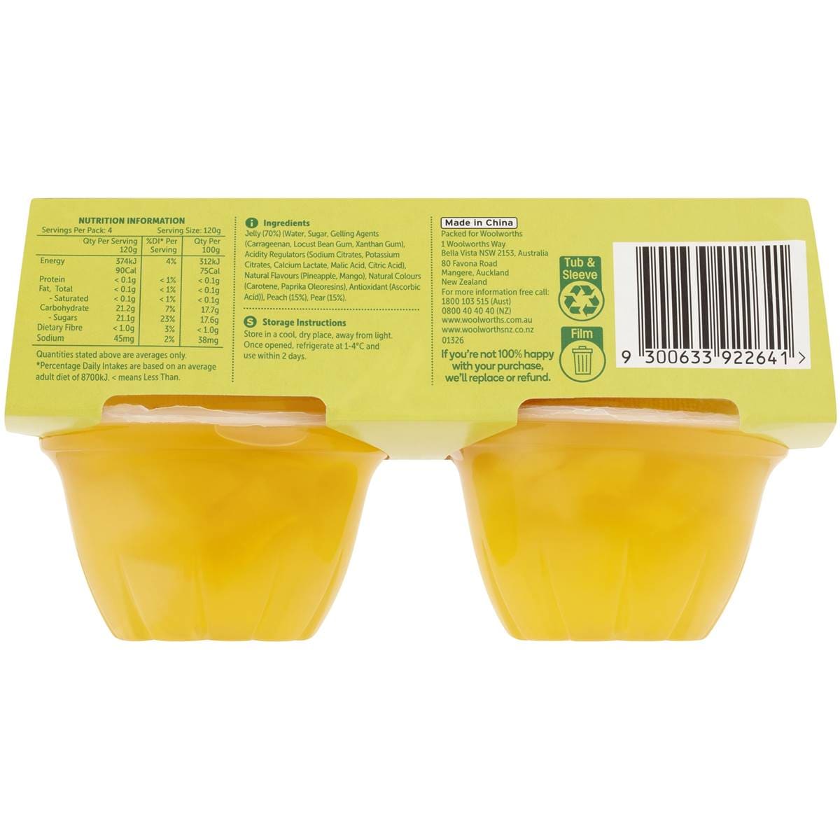 Woolworths Two Fruits In Tropical Jelly 4 Pack Woolworths