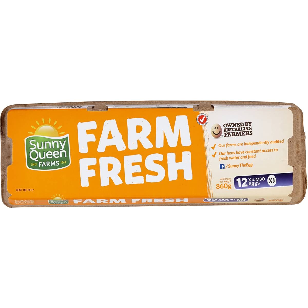 Sunny Queen 12 Extra Jumbo Caged Eggs 860g Woolworths