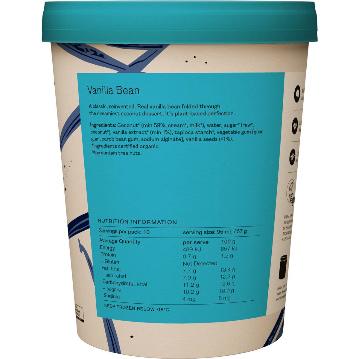 Pana Organic Vanilla Bean Frozen Dessert Tub 950ml Woolworths