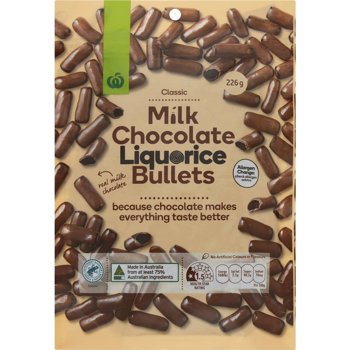 Woolworths Chocolate Liqourice Bullets 226g Woolworths