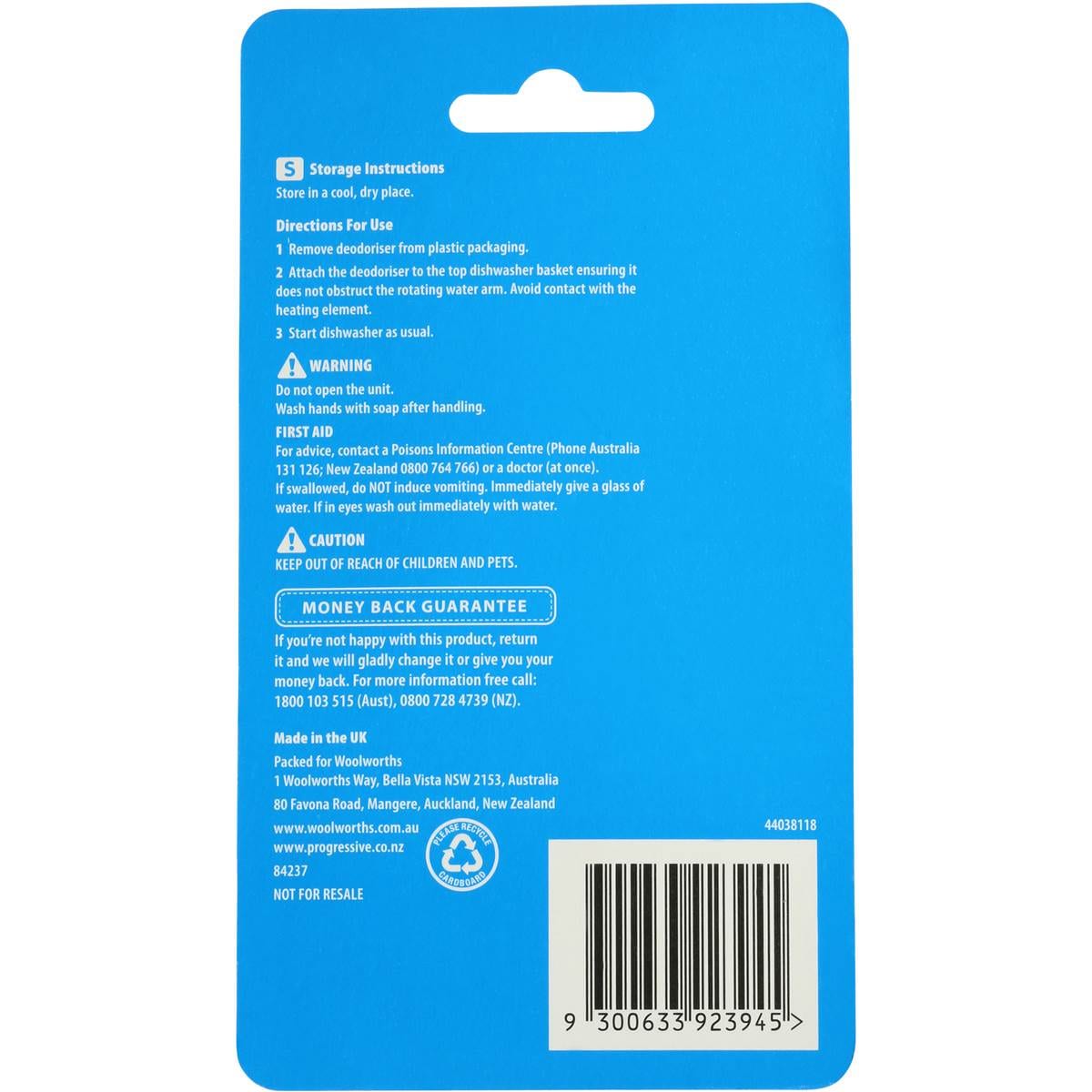 Woolworths Select Dishwashing Deodoriser Lemon Lime 18g Woolworths