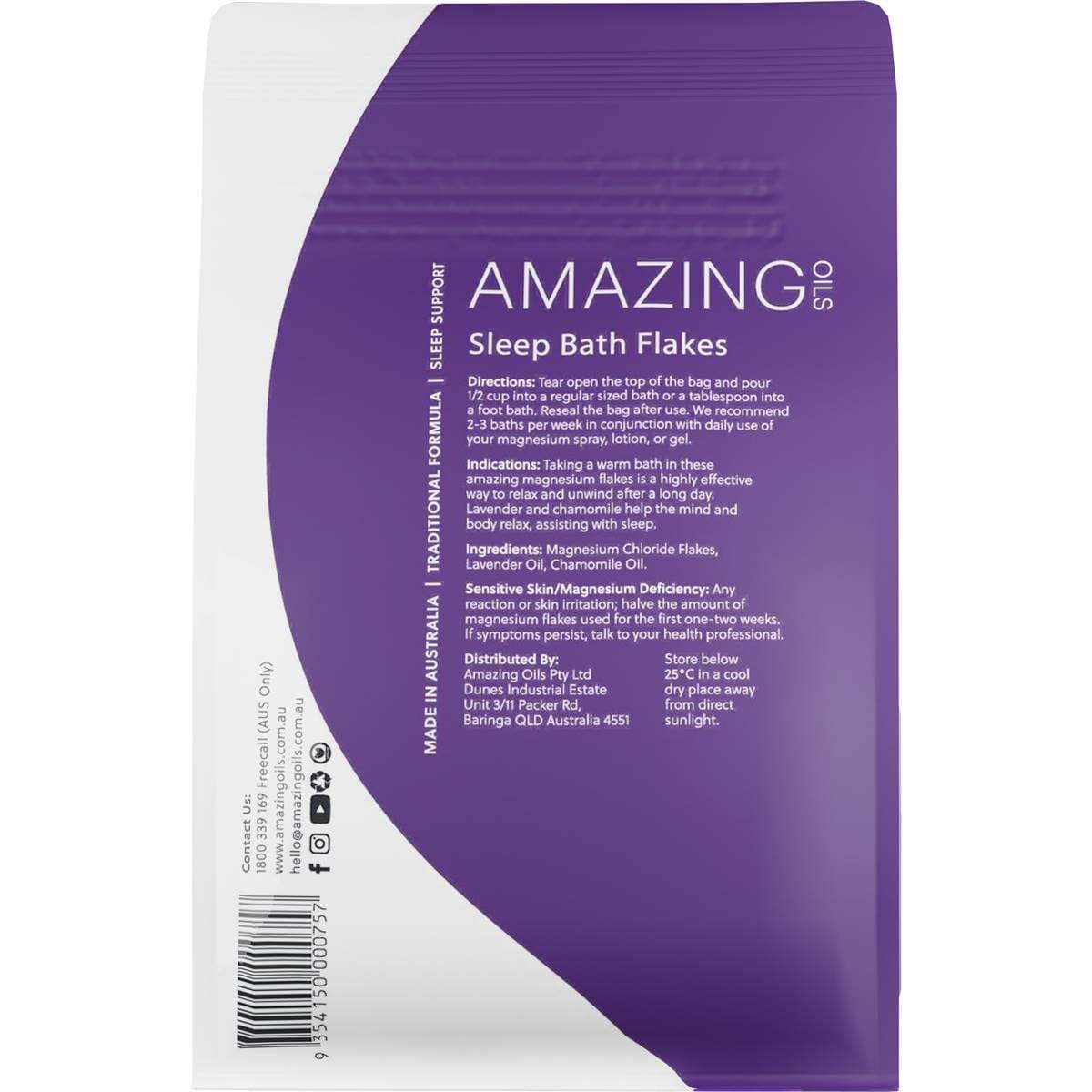 Amazing Oils Magnesium Sleep Bath Flakes 800g Woolworths
