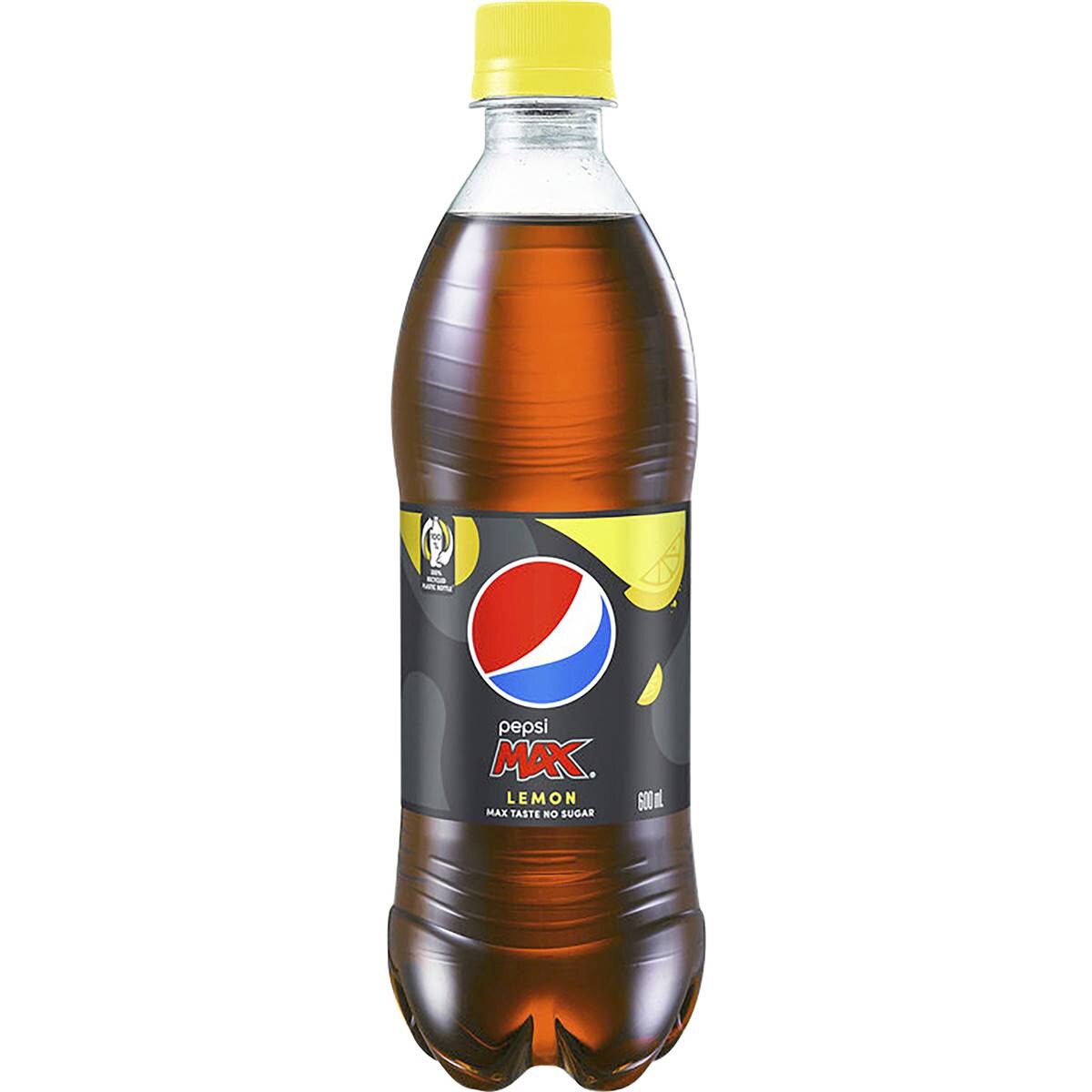 Pepsi Max No Sugar Lemon Cola Soft Drink Bottle 600ml Woolworths