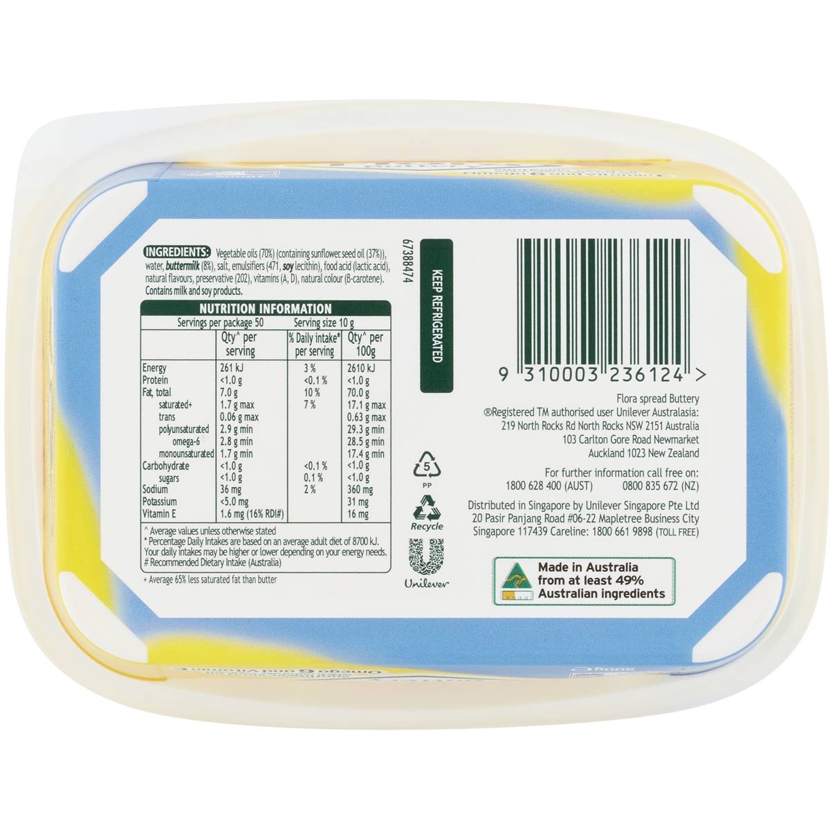 Flora Margarine Spread Buttery 500g Woolworths