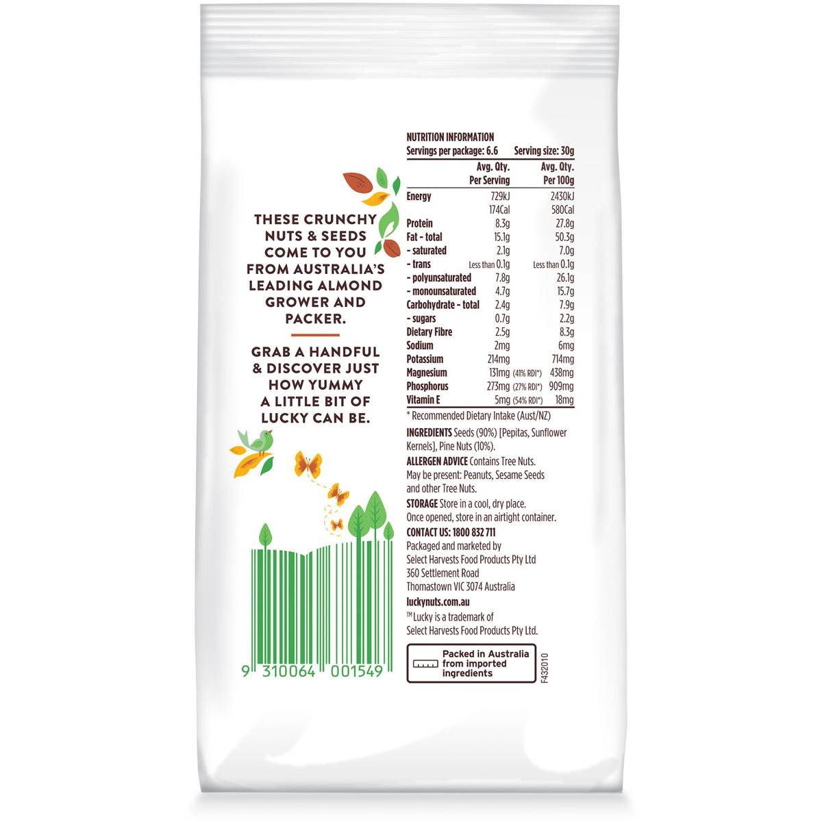 Lucky Natural Seed Mix With Pine Nuts 200g Woolworths