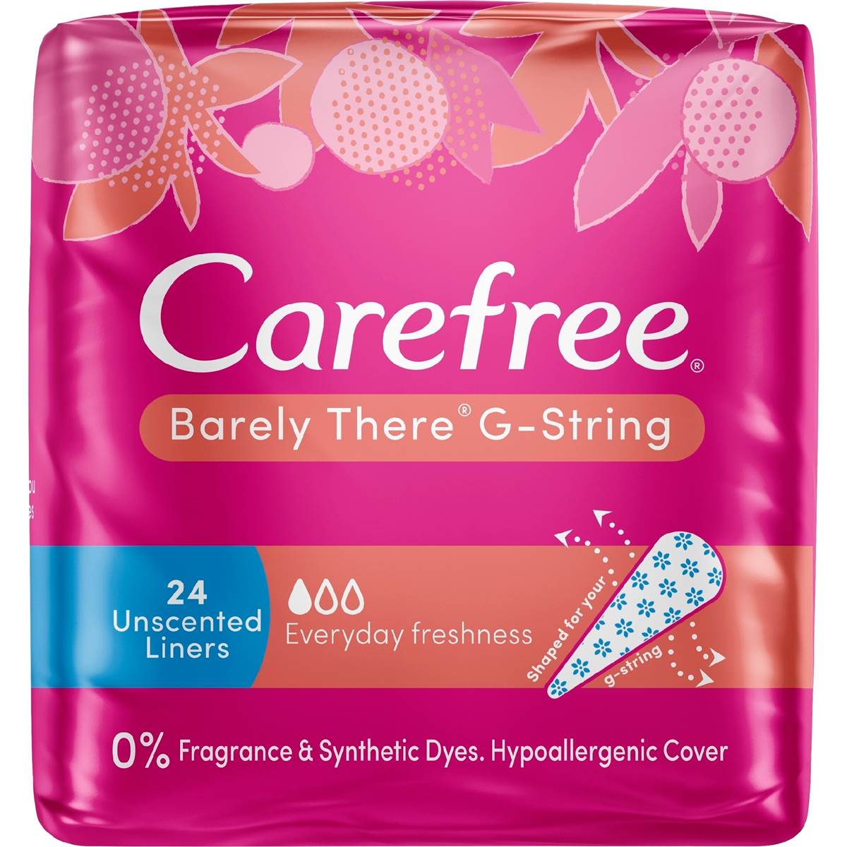 Carefree Panty Liners Barely There G String 24 Pack Woolworths