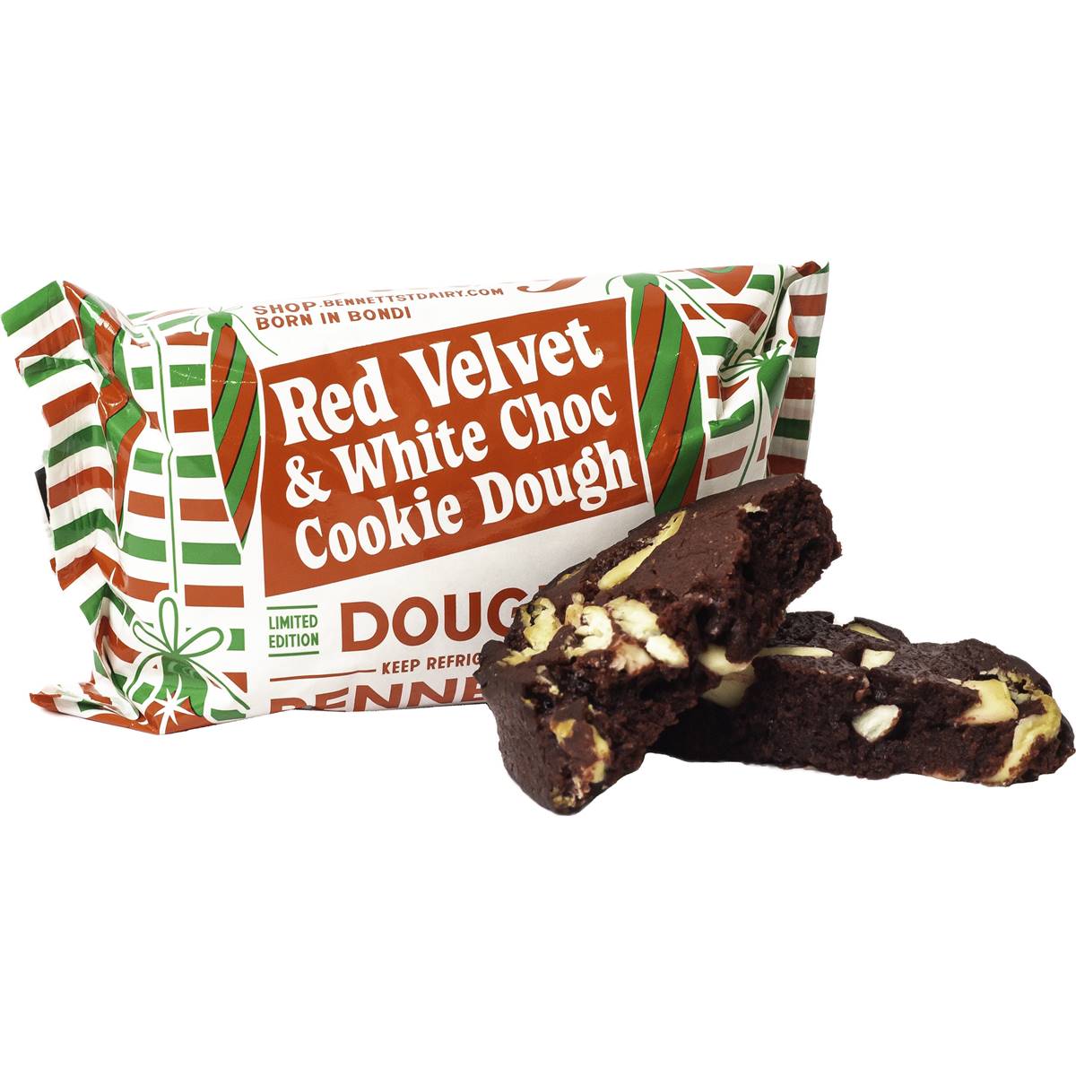St Dairy Red Velvet & White Choc Cookie Dough 500g Woolworths
