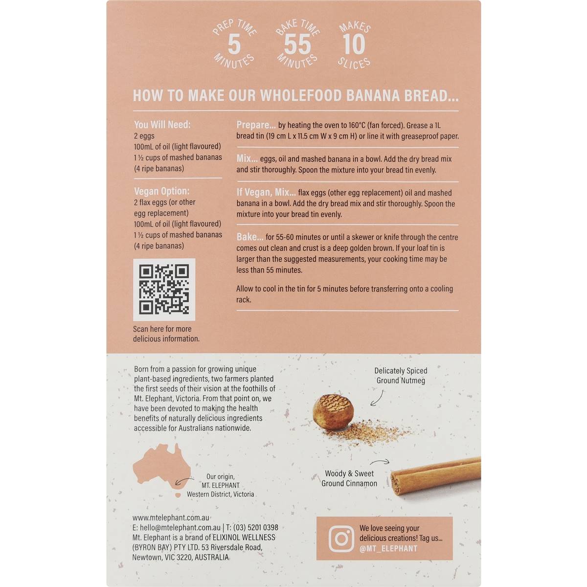 Mt Elephant Banana & Cinnamon Bread Mix 300g Woolworths