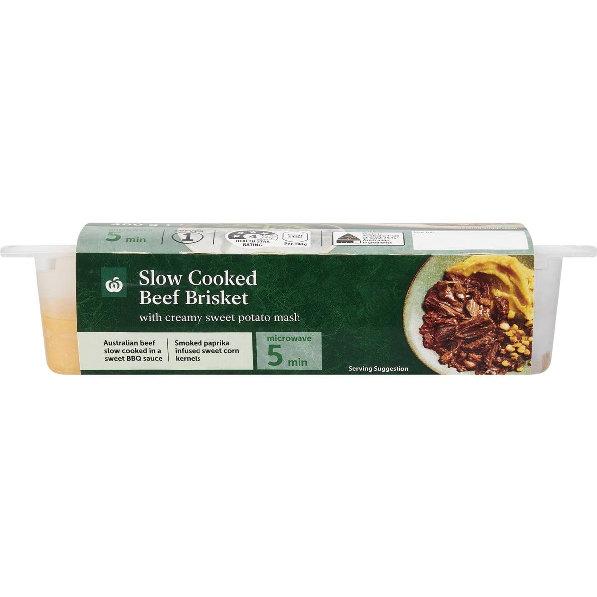Woolworths Slow Cooked Bbq Beef Brisket With Sweet Potato Mash 400g