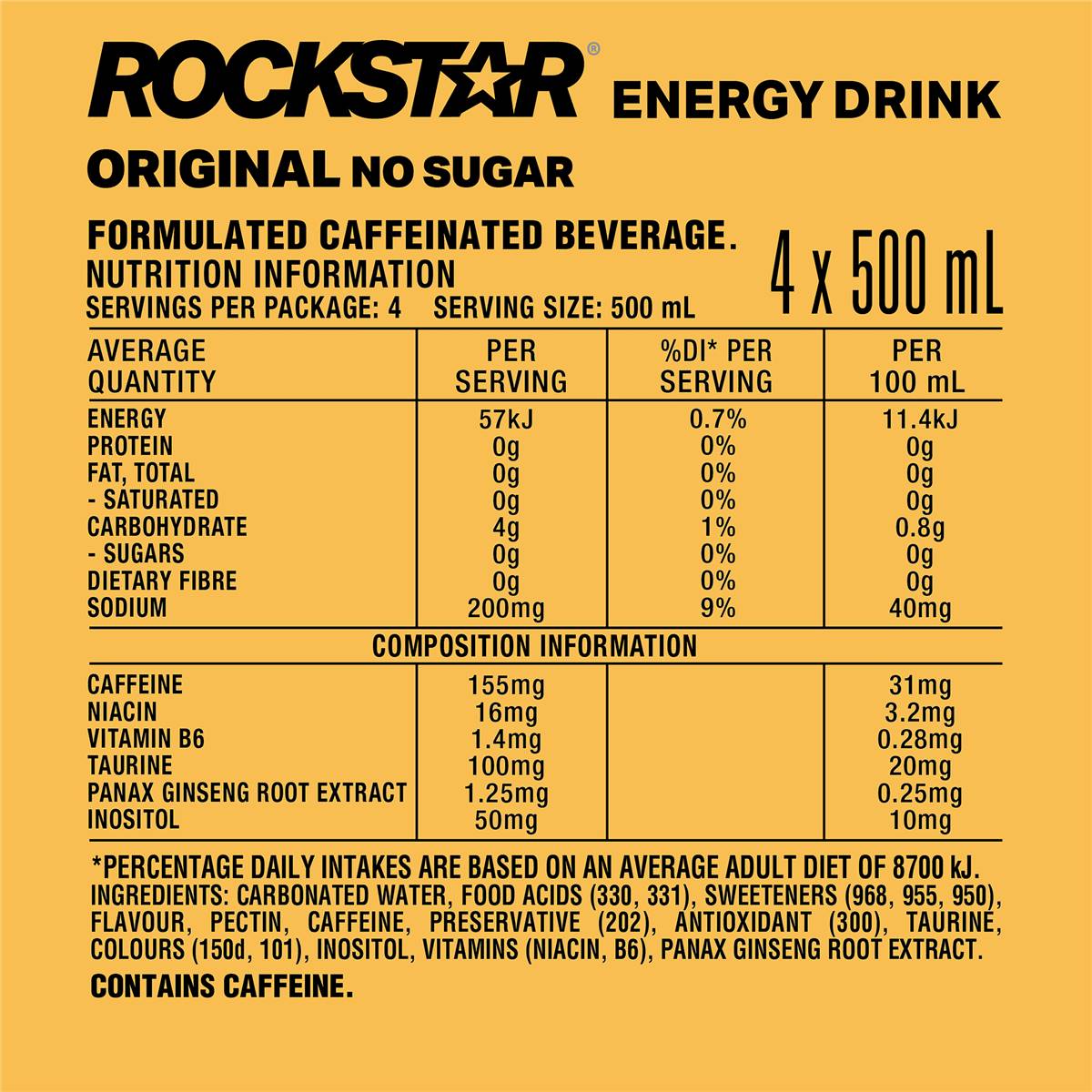 Rockstar Original No Sugar 4 Pack Woolworths rockstar-original-no-sugar-4-pack-woolworths