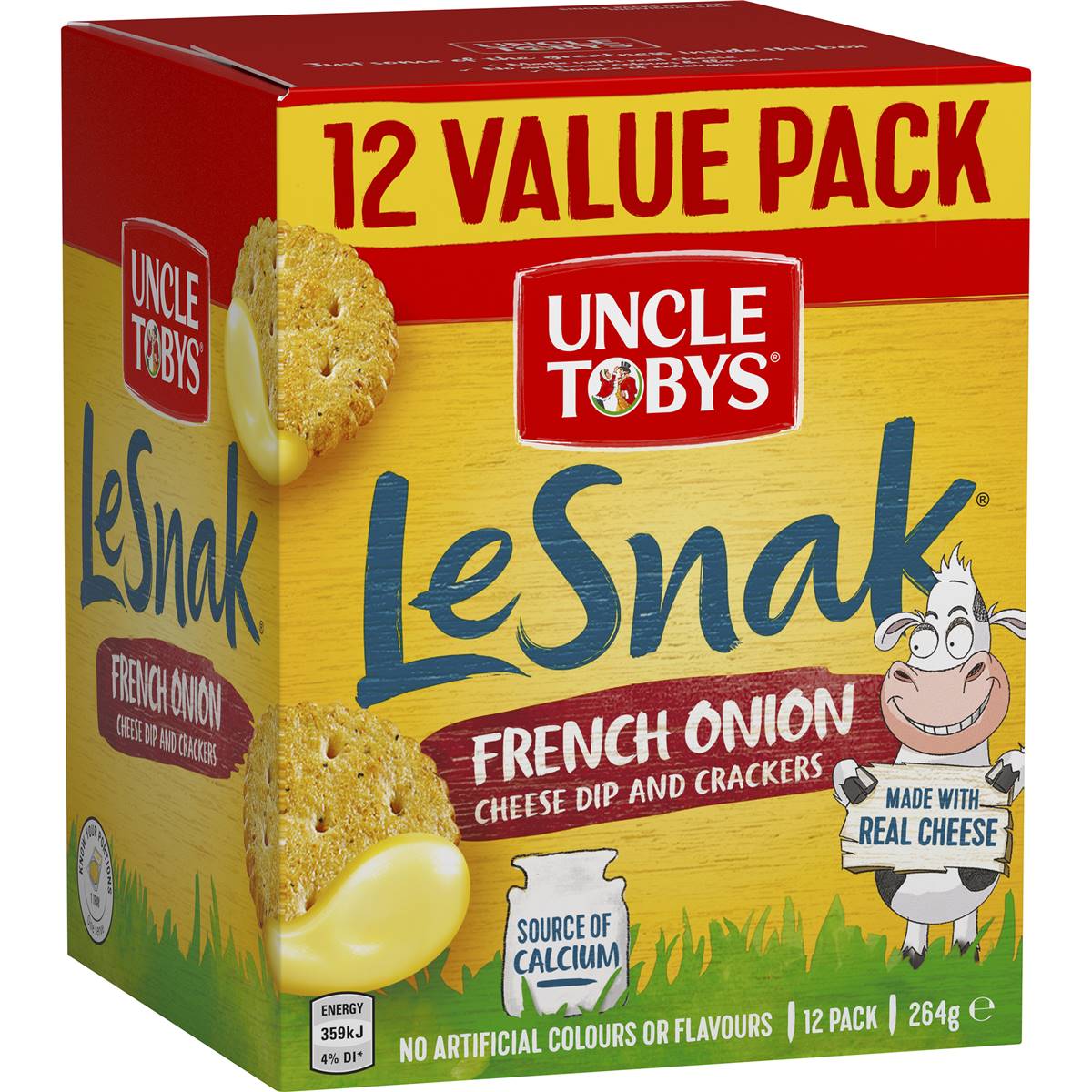 Uncle Tobys Le Snak French Onion Cheese Dip & Crackers 12 Pack Woolworths