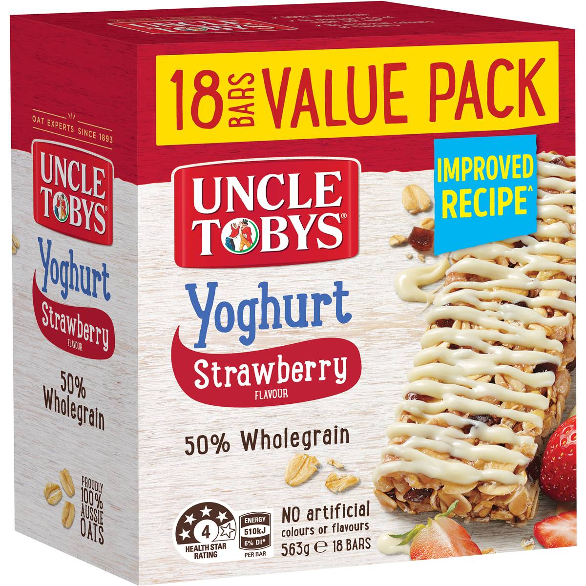 Uncle Tobys Muesli Bars Yoghurt & Strawberry 18pk 563g Woolworths