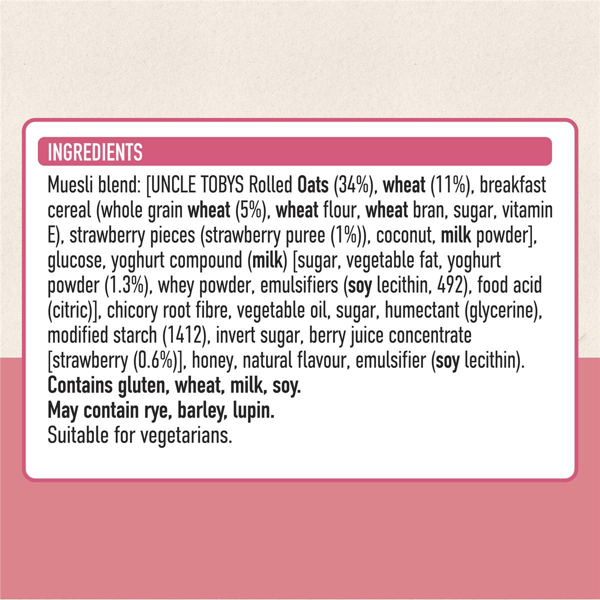 Uncle Tobys Muesli Bars Yoghurt & Strawberry 6 Pack Woolworths