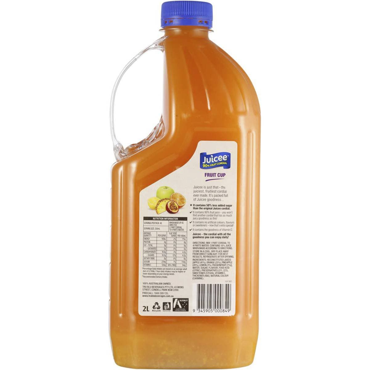 Juicee 90 Fruit Cordial Fruit Cup 2l Woolworths