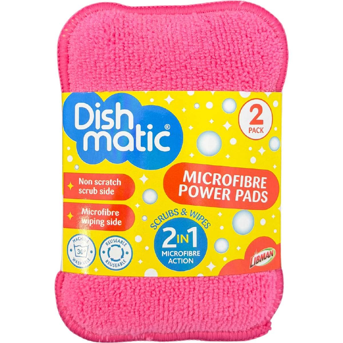 Dishmatic Microfibre Power Pads Scrub & Wipes 2 pack