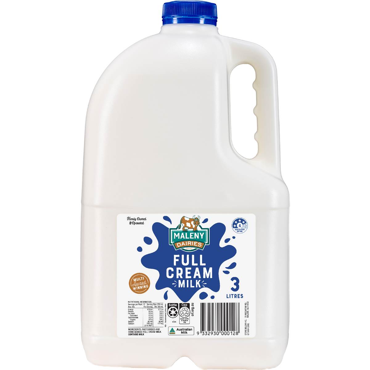 Maleny Dairies Full Cream Milk 3l Woolworths