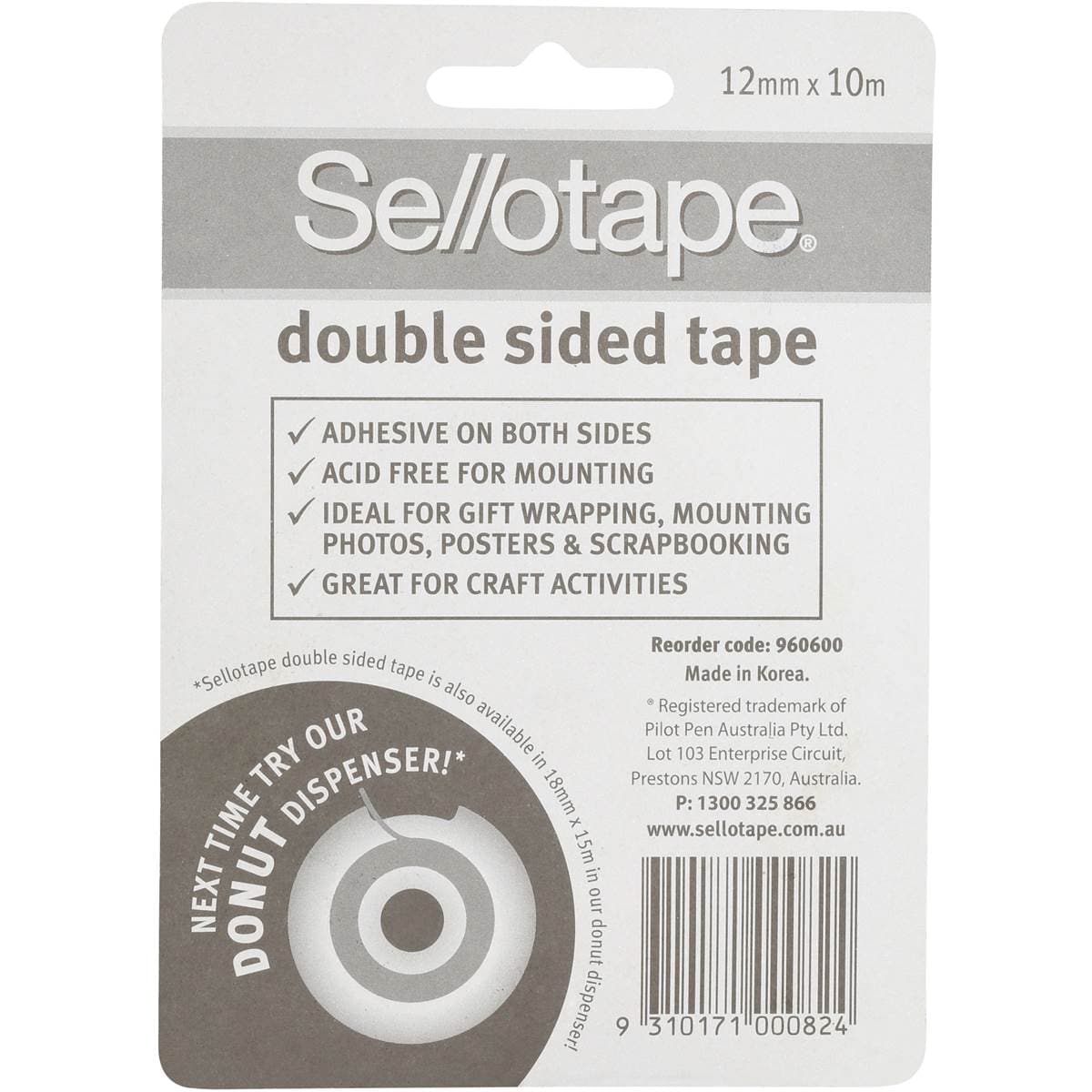 Sellotape Tape Double Sided 12mmx10mm each Woolworths