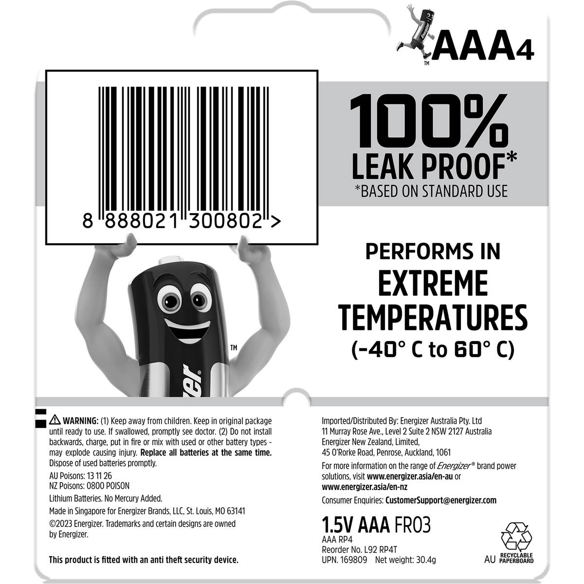 Energizer Ultimate Lithium Performance Aaa Lithium Batteries 4 Pack Woolworths