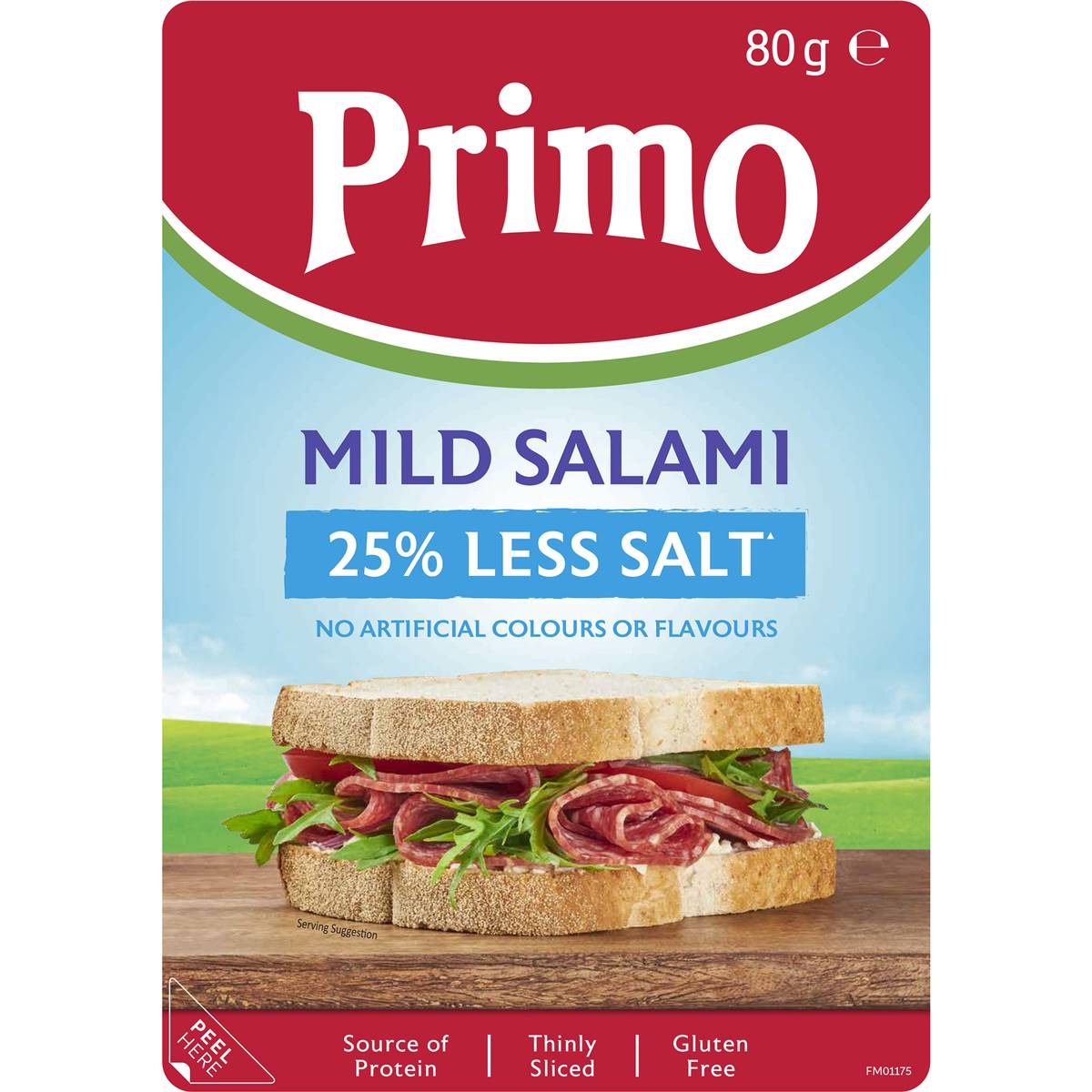 Primo Mild Salami Sliced 25% Less Salt 80g