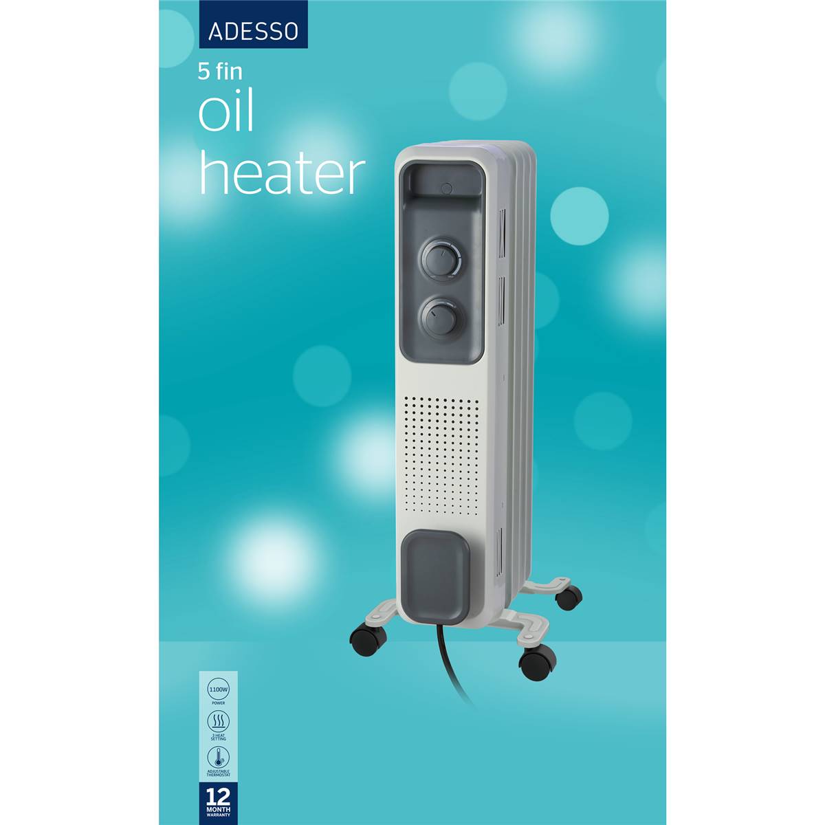 Adesso 5 Fin Oil Heater Each Woolworths