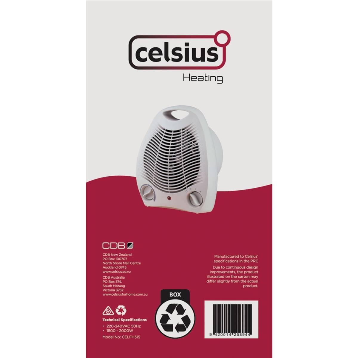 Celsius Upright Fan Heater Each Woolworths