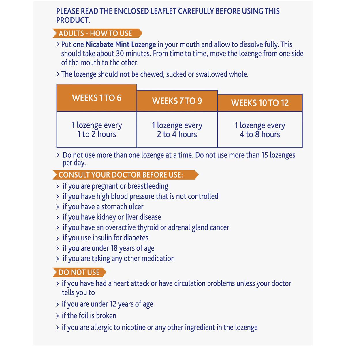 Nicabate Quit Smoking Lozenges 4mg 72 Pack Woolworths