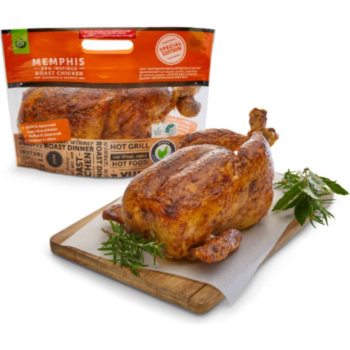 Woolworths Memphis BBQ Inspired Hot Roast Chicken Whole each Woolworths