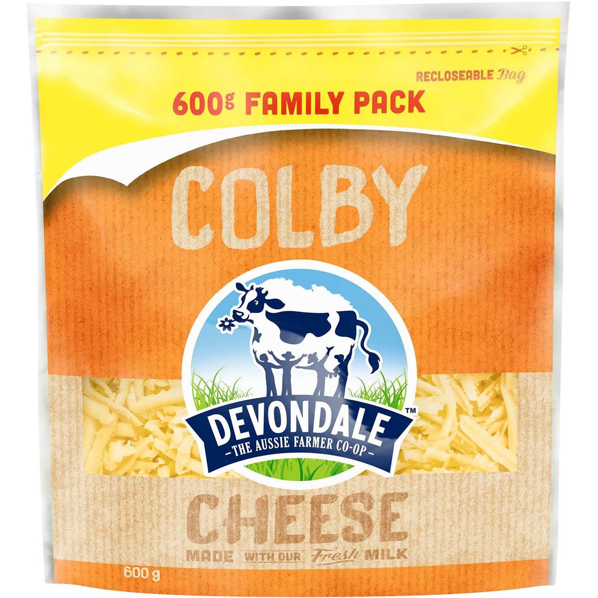 Devondale Shredded Colby Cheese Grated Cheese 600g Woolworths