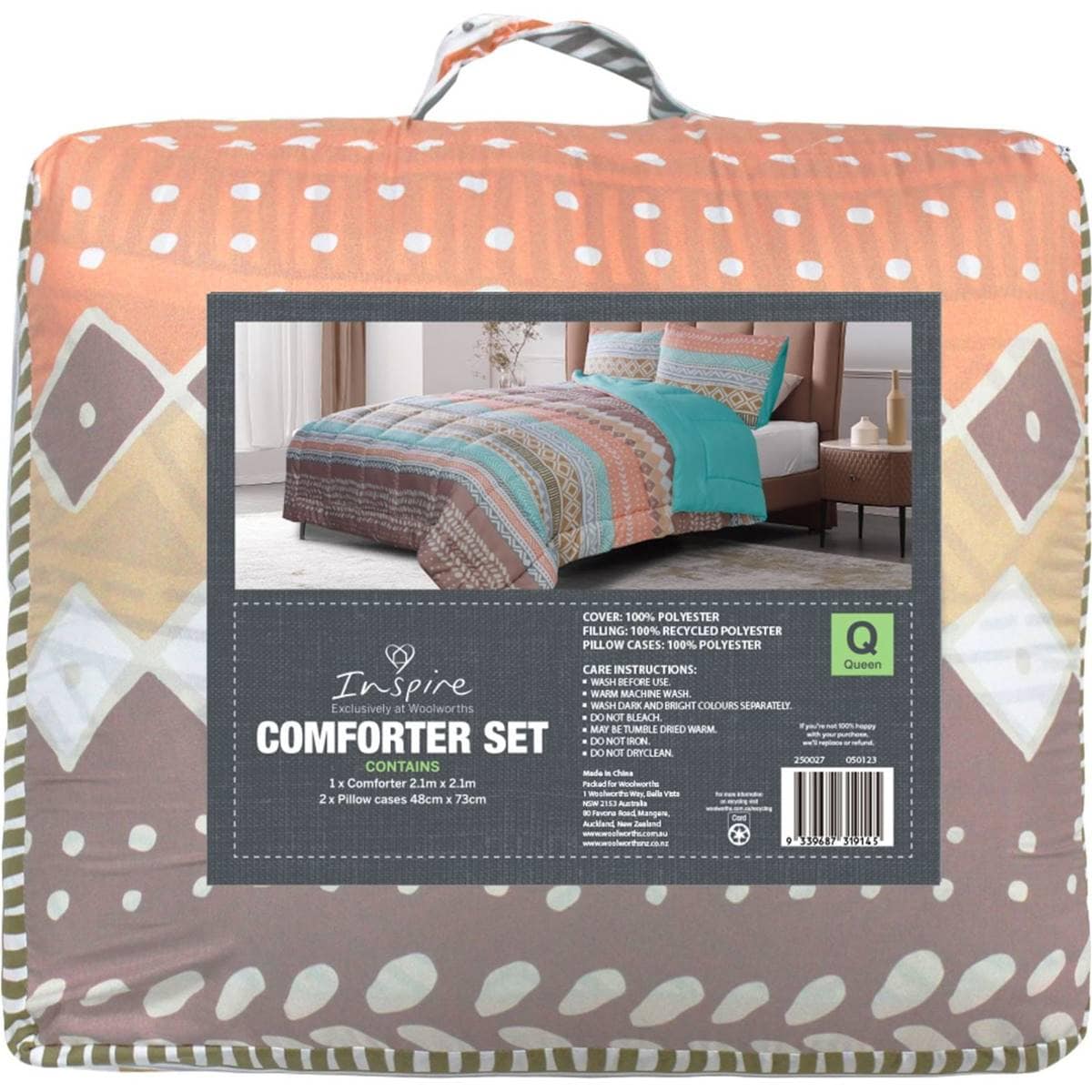 Inspire Comforter Set Queen Bed Blue Assorted Each Woolworths