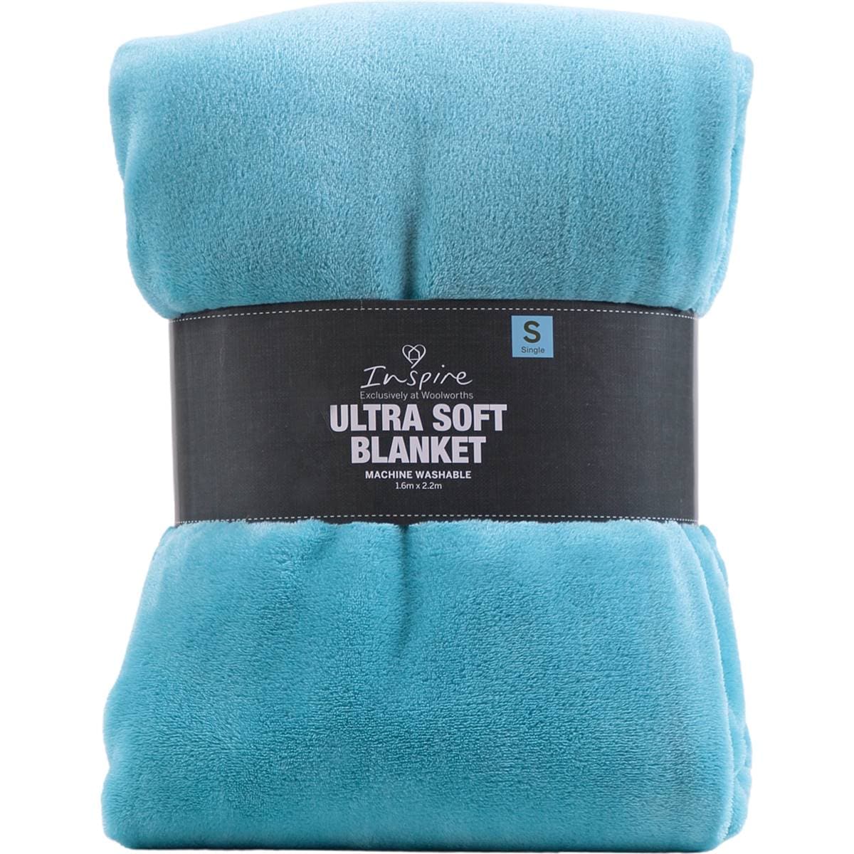 Inspire Ultra Soft Blanket Single Bed Blue Each Woolworths